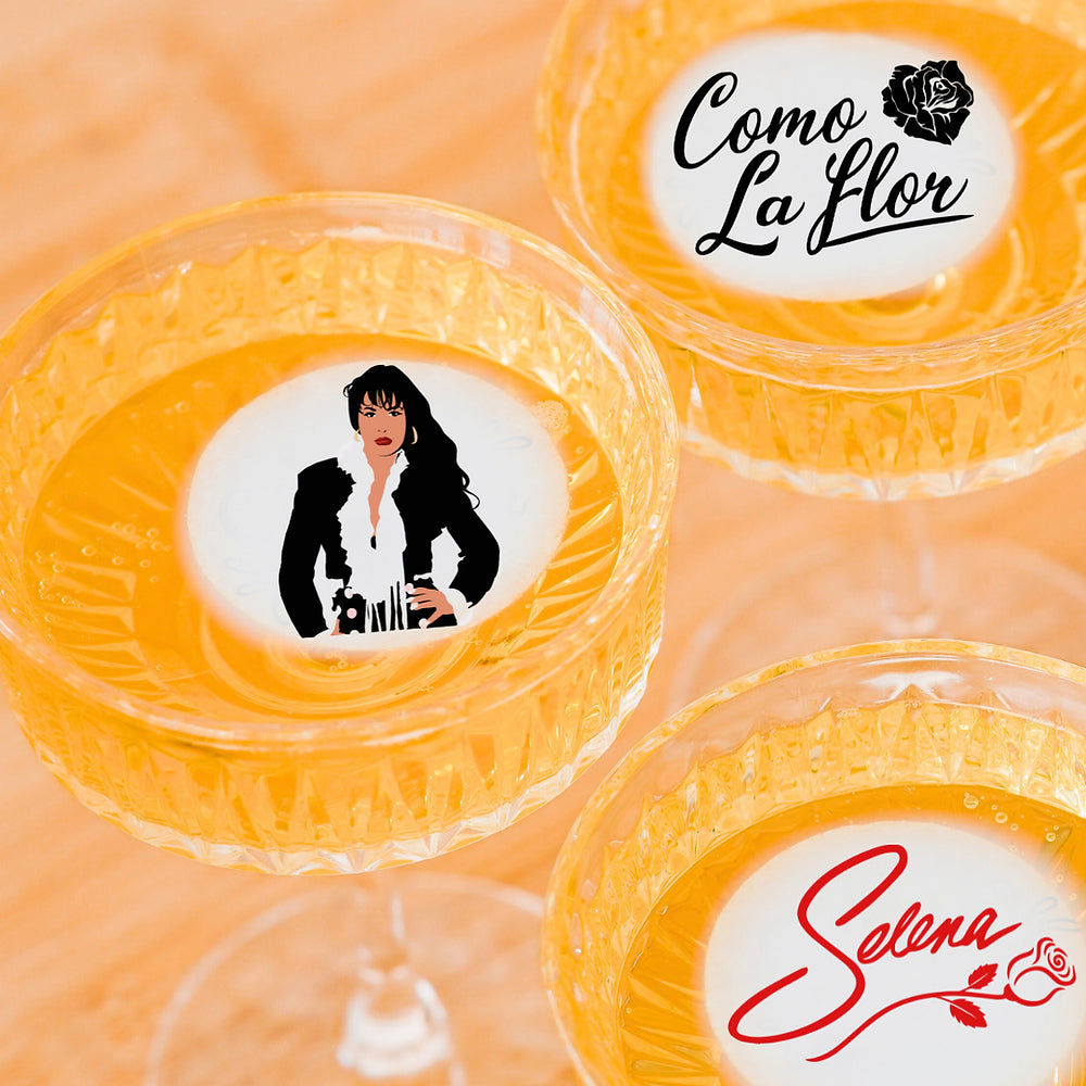 50 Edible Selena Como La Flor Cocktail Toppers, 50 Edible Mexican Party Beverage Drink Garnish