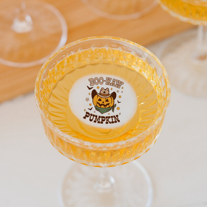 50 Edible Boo-Haw Cocktail Toppers, 50 Edible Halloween Beverage Drink Garnish