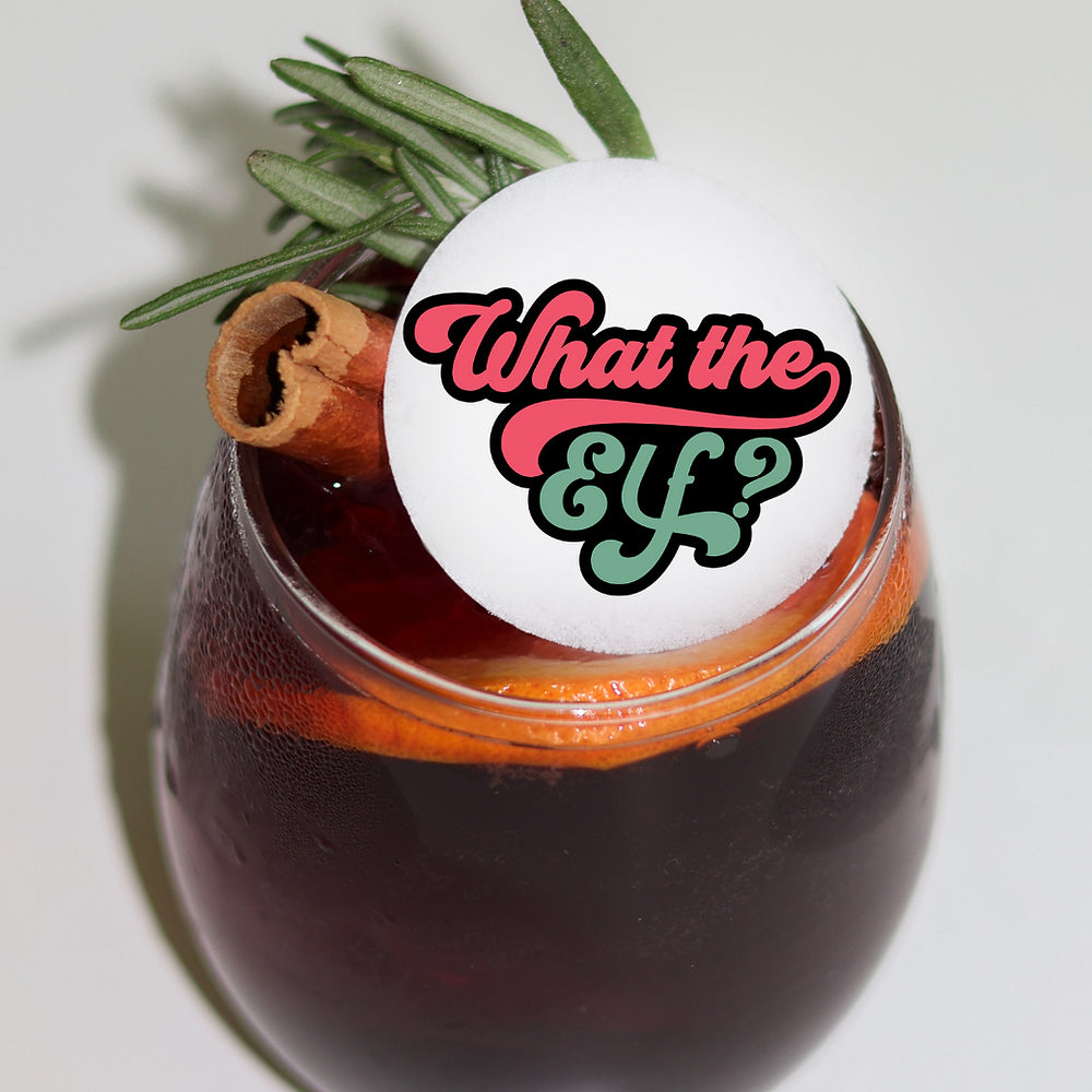 50 Edible What the Elf Cocktail Toppers, 50 Edible Christmas Party Beverage Drink Garnish