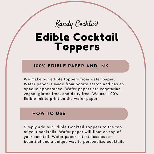 50 Edible Bachelorette Party Toppers, 50 Edible Bridal Party Beverage Drink Garnish